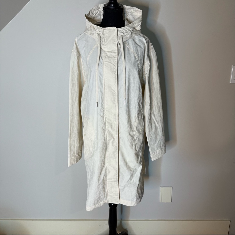 ATHLETA New Everywhere Anorak Lightweight Long Jacket Coat Cream Ivory Sz Large - Picture 7 of 12